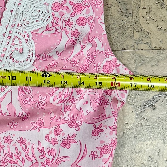 Lilly Pulitzer Pink White Rhino Run for the Roses Tunic Sleeveless Size 2 - Picture 5 of 9